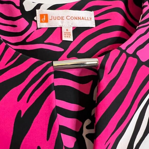 Jude Connally Knit Sleeveless Pink Black White Pattern Dress - Picture 2 of 4